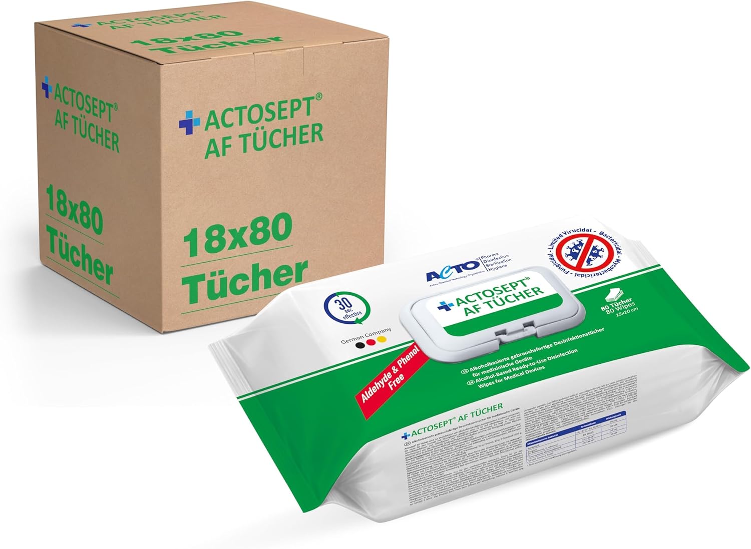 ACTOSEPT AF TÜCHER 18er Pack x 80 Wipes (15x20cm)